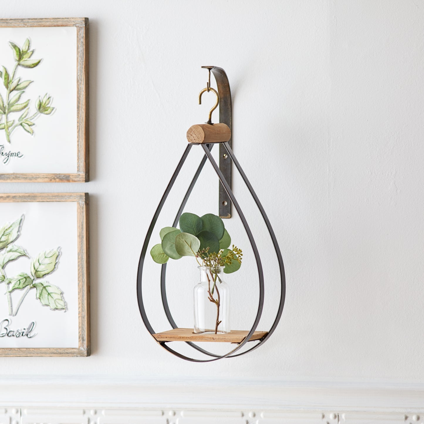 Hanging Bottle Vase in Teardrop Frame (Set of 2)