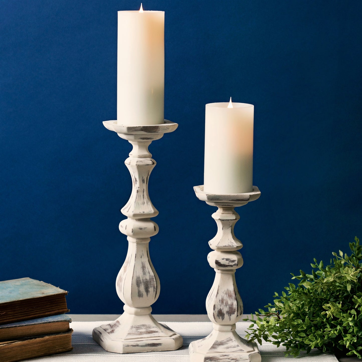 Weathered Stone Candle Holder (Set of 2)