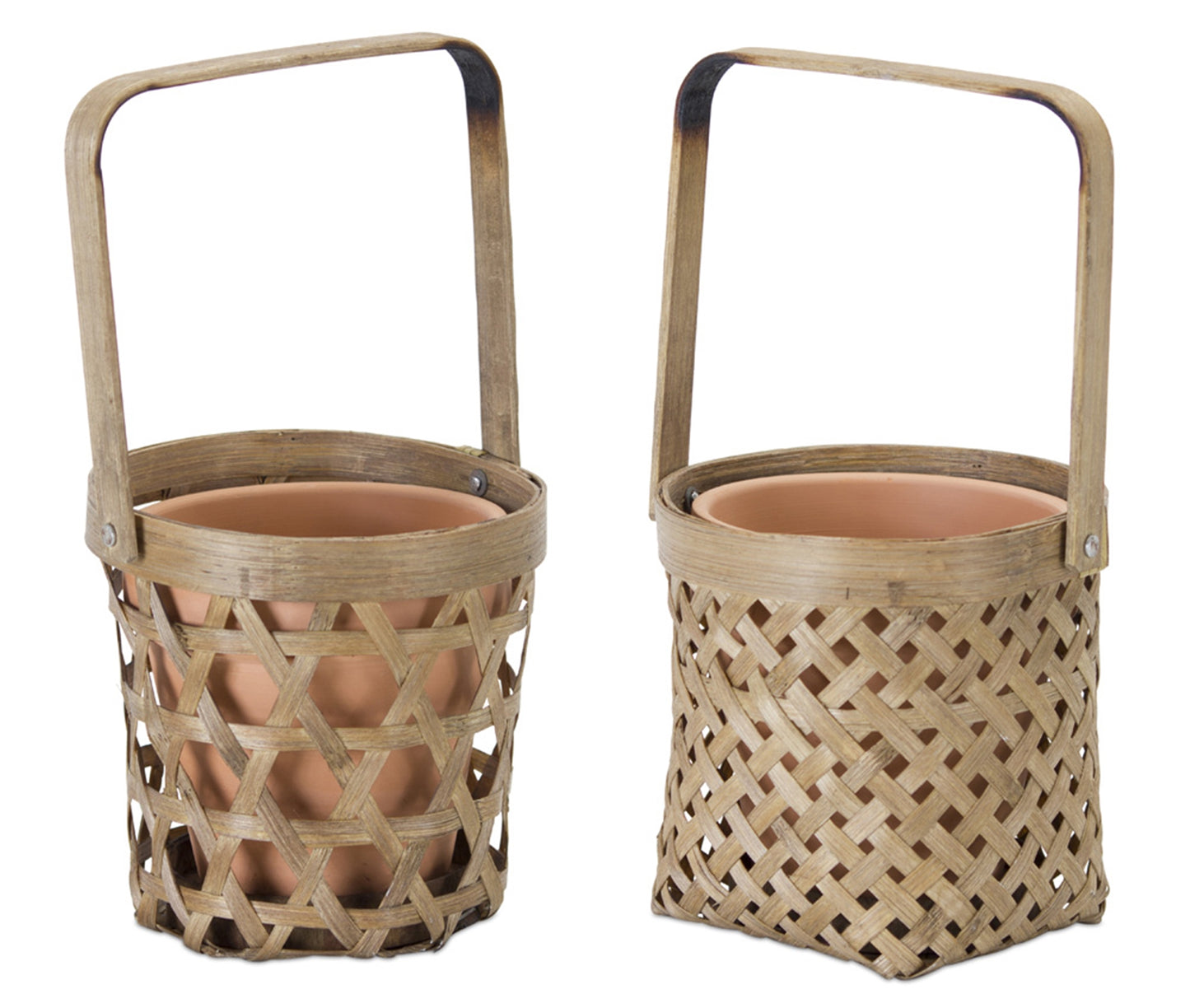 Woven Bamboo Basket with Terra Cotta Pot Insert (Set of 6)