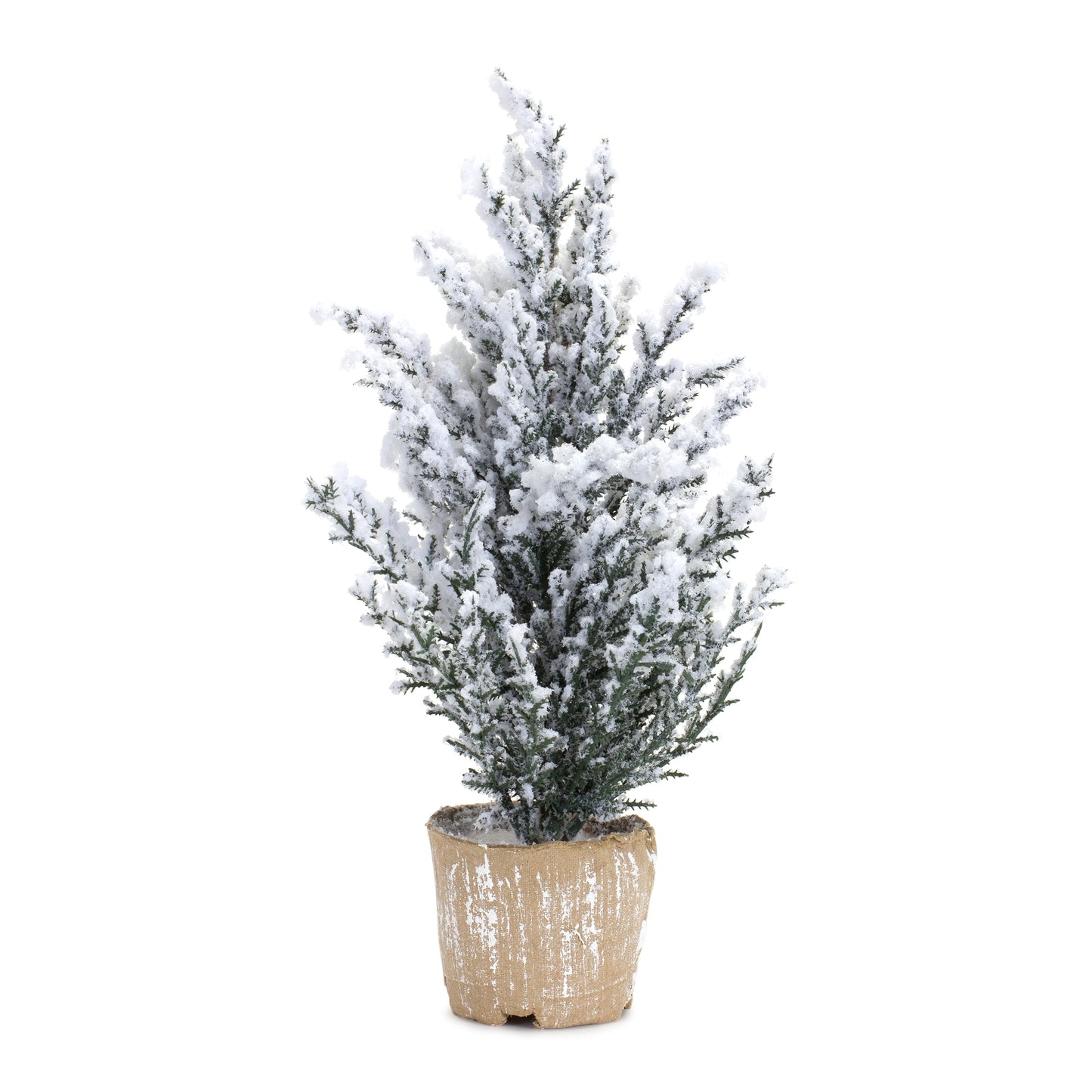 Flocked Holiday Pine Tree with Plastic Pot (Set of 6)