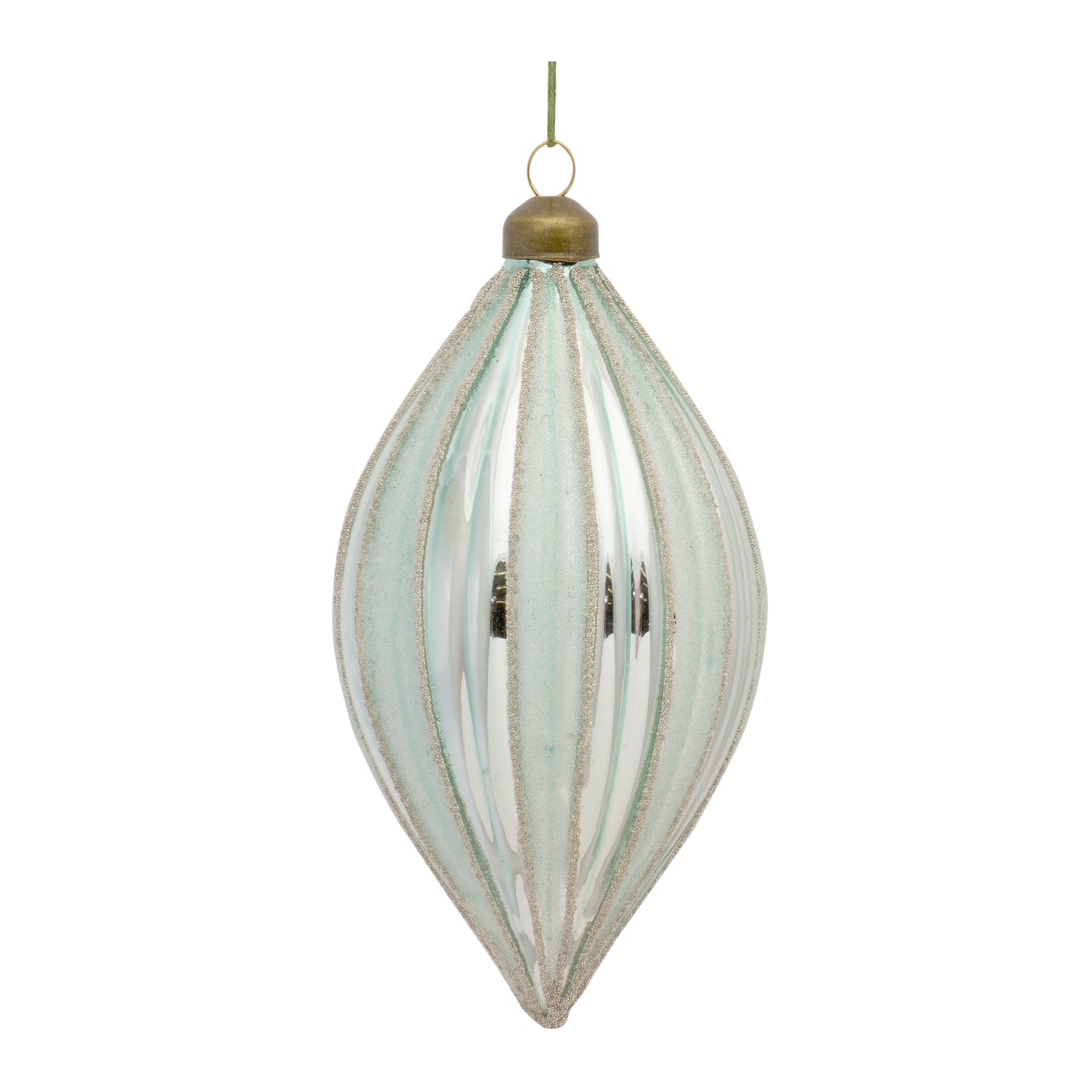 Seafoam Blue Glass Ornament with Silver Accent (Set of 6)