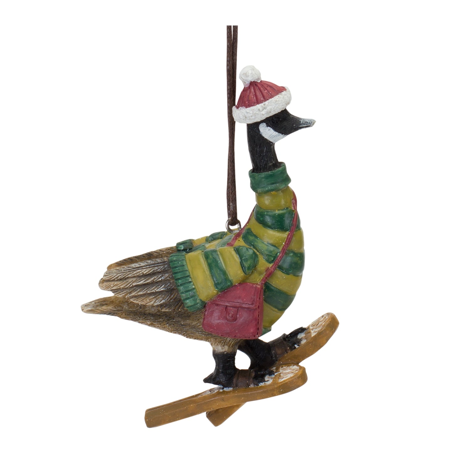 Whimsical Goose Ornament with Ski and Sweater Accent (Set of 3)