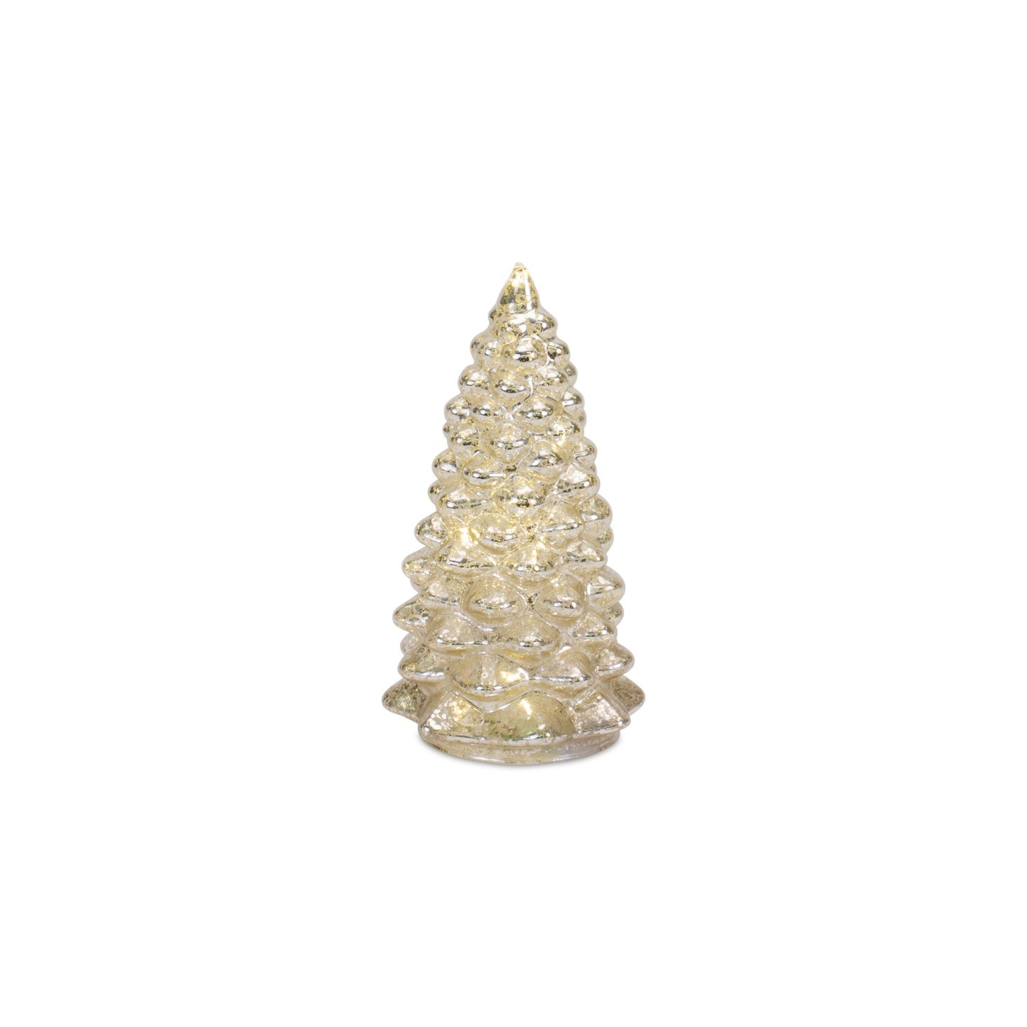 LED Lighted Mercury Glass Holiday Tree Décor (Set of 4)