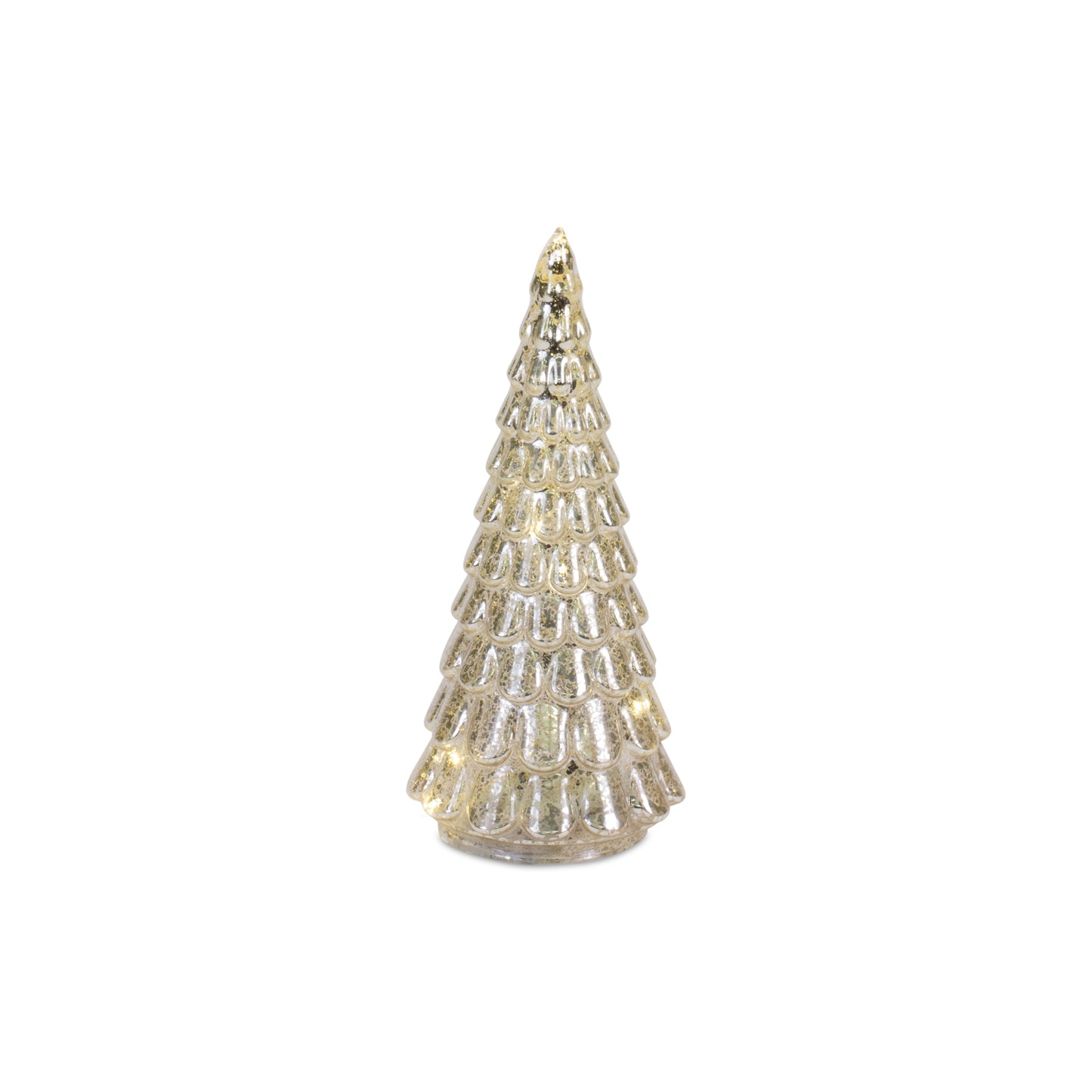 LED Lighted Mercury Glass Holiday Tree Décor (Set of 4)