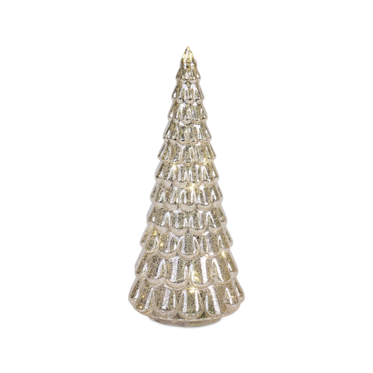 LED Lighted Mercury Glass Holiday Tree Décor (Set of 4)