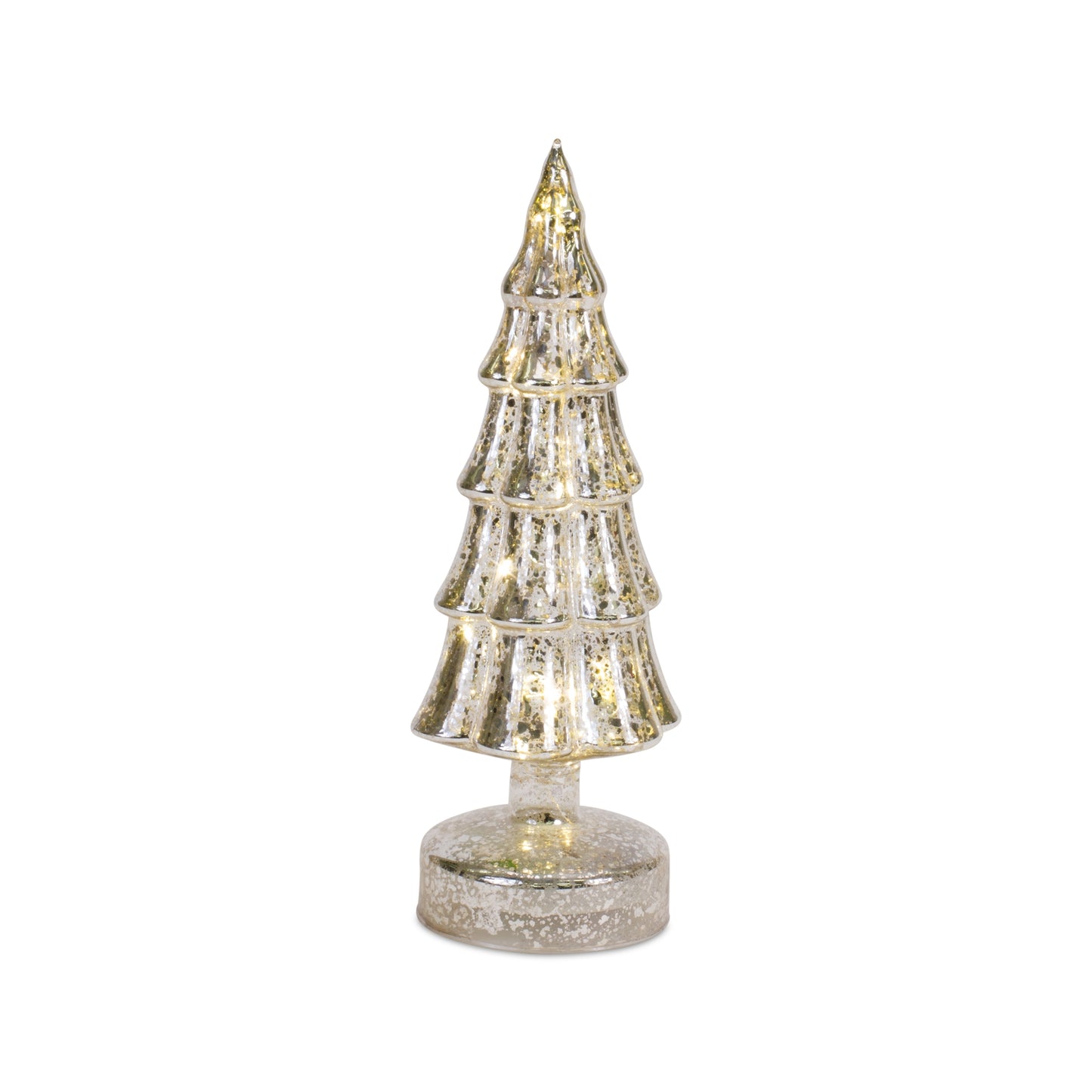 LED Lighted Mercury Glass Holiday Tree Décor (Set of 3)