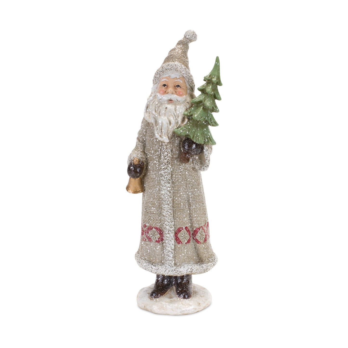Silver Santa Figurine with Pine Accent (Set of 2)