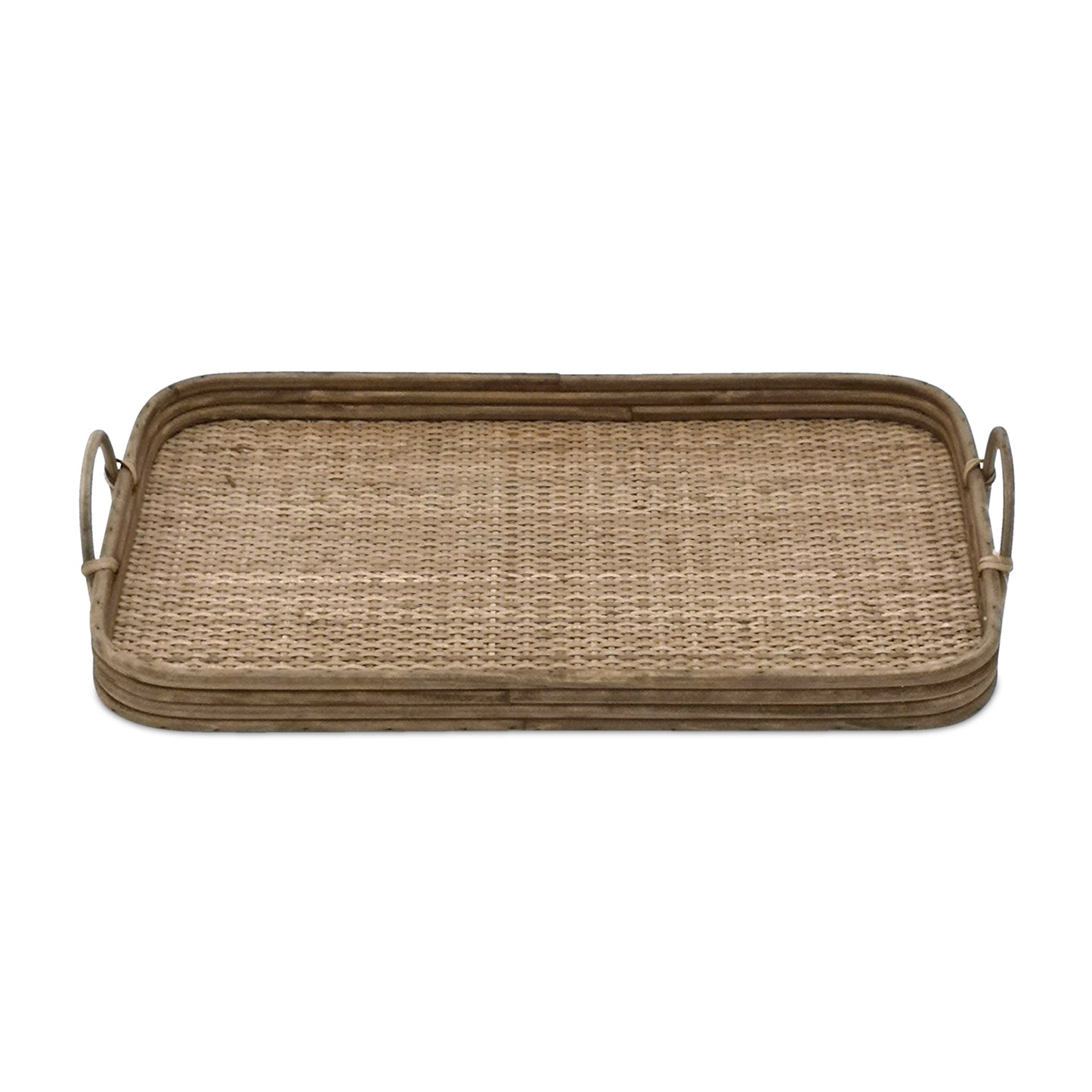 Woven Rattan Tray with Handles (Set of 2)