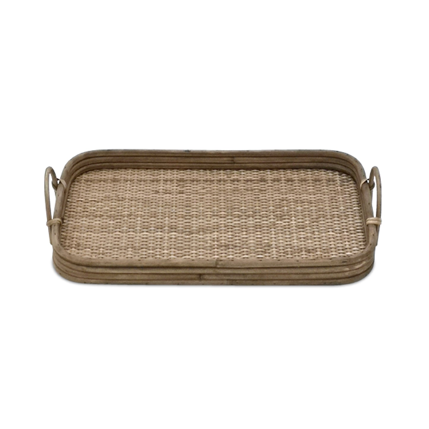 Woven Rattan Tray with Handles (Set of 2)
