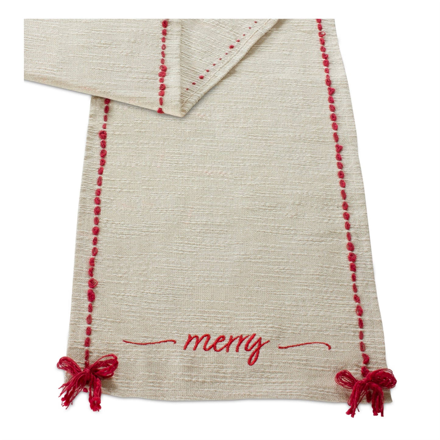Ribbon Embroidered Merry Table Runner 72"L