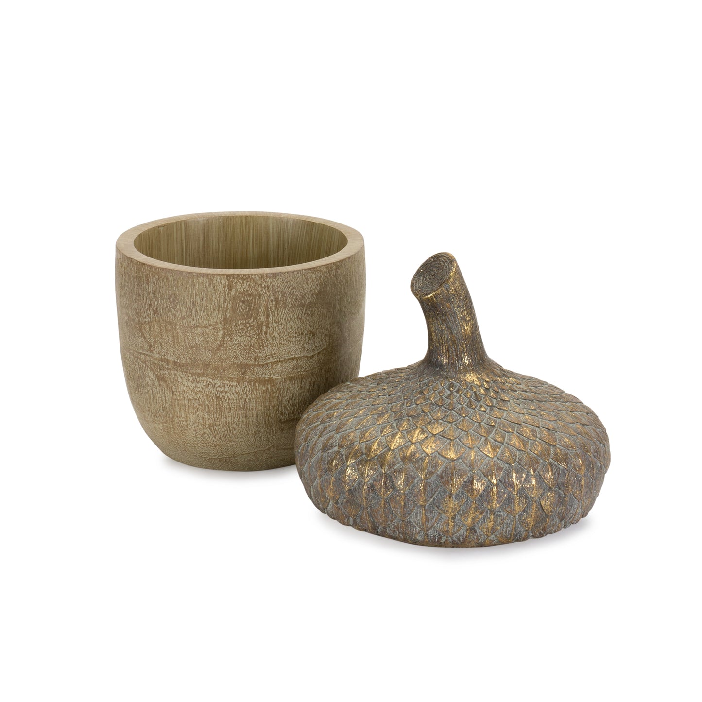 Acorn Lid Box with Wood Grain Design (Set of 2)