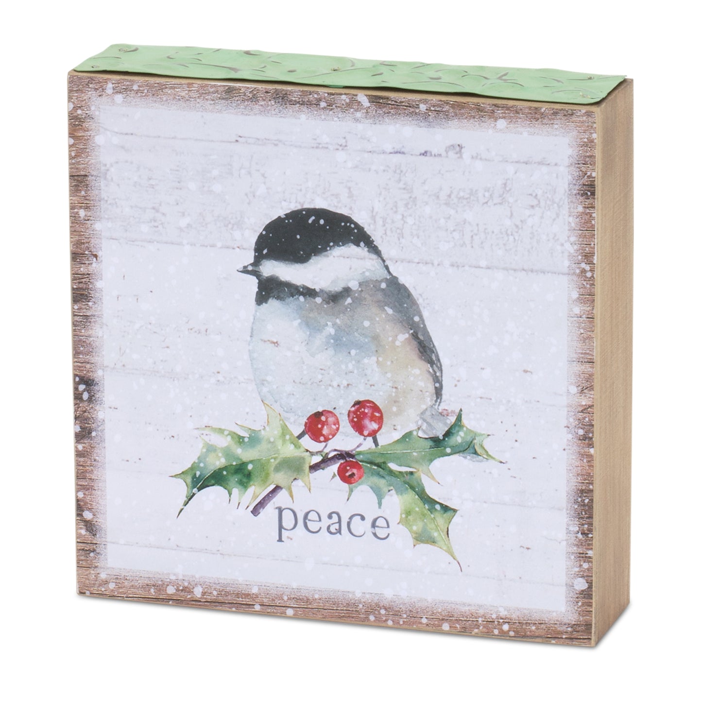 Winter Chickadee Bird Block Sentiment Sign (Set of 4)