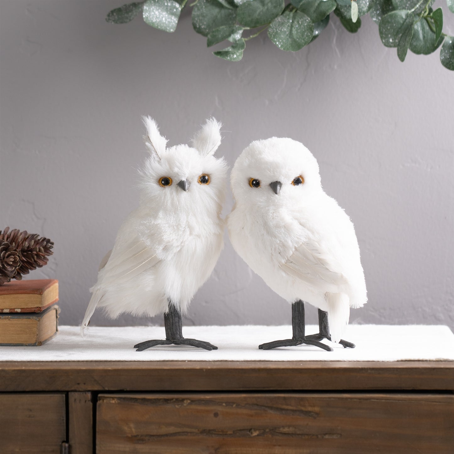 White Winter Owl Foam Decoration (Set of 4)