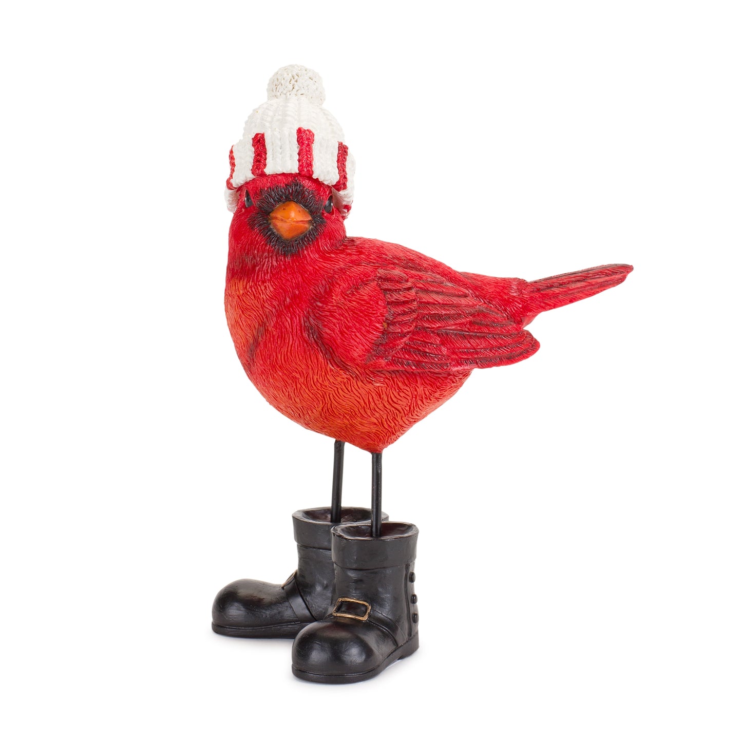 Winter Cardinal Bird Figurine with Santa Boots and Hat (Set of 3)