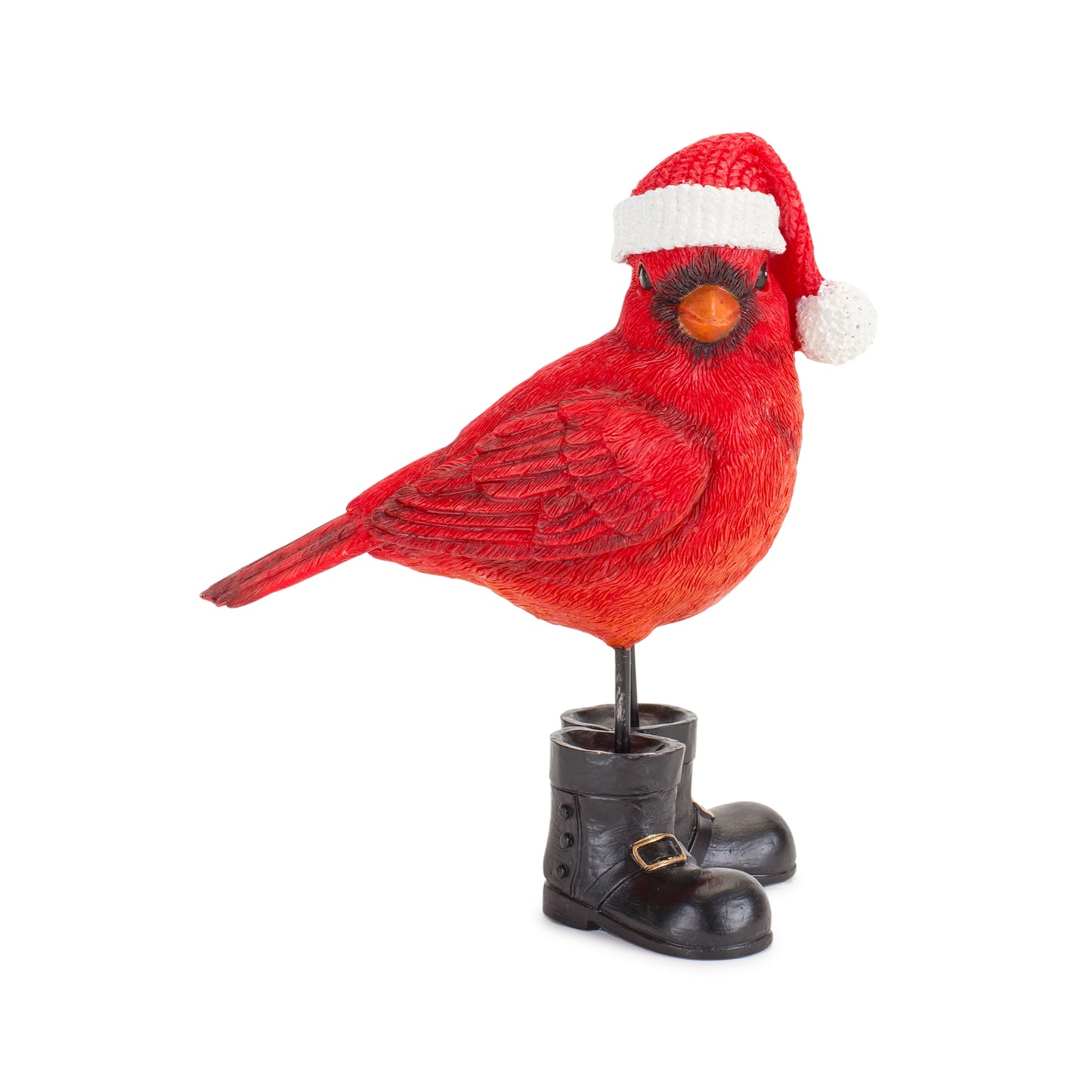 Winter Cardinal Bird Figurine with Santa Boots and Hat (Set of 3)