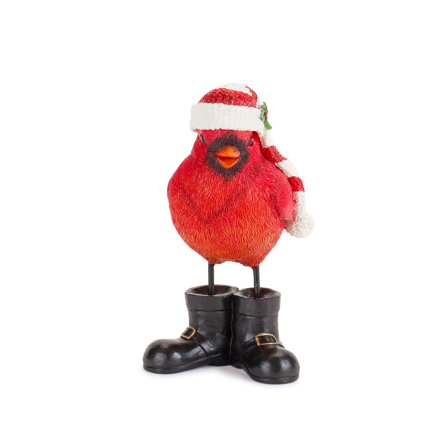 Winter Cardinal Bird Figurine with Santa Boots and Hat (Set of 3)