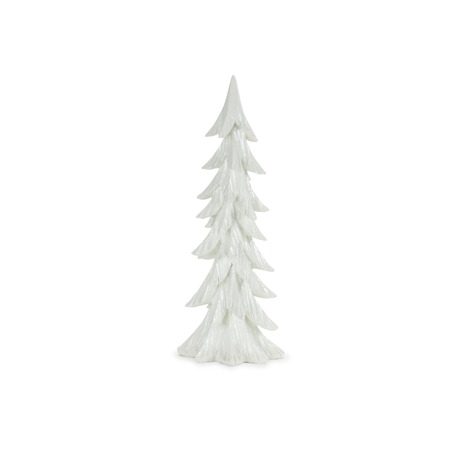 Carved Stone Holiday Tree Décor with Glistening White Finish (Set of 3)