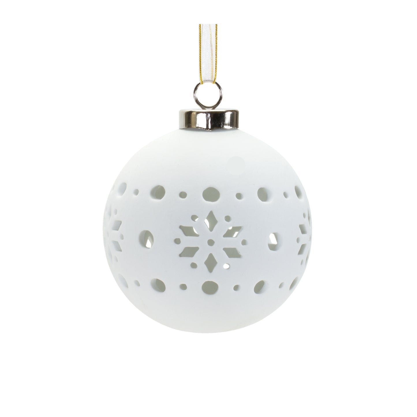 Porcelain Cut Out Ball Ornament with Nordic Design (Set of 6)