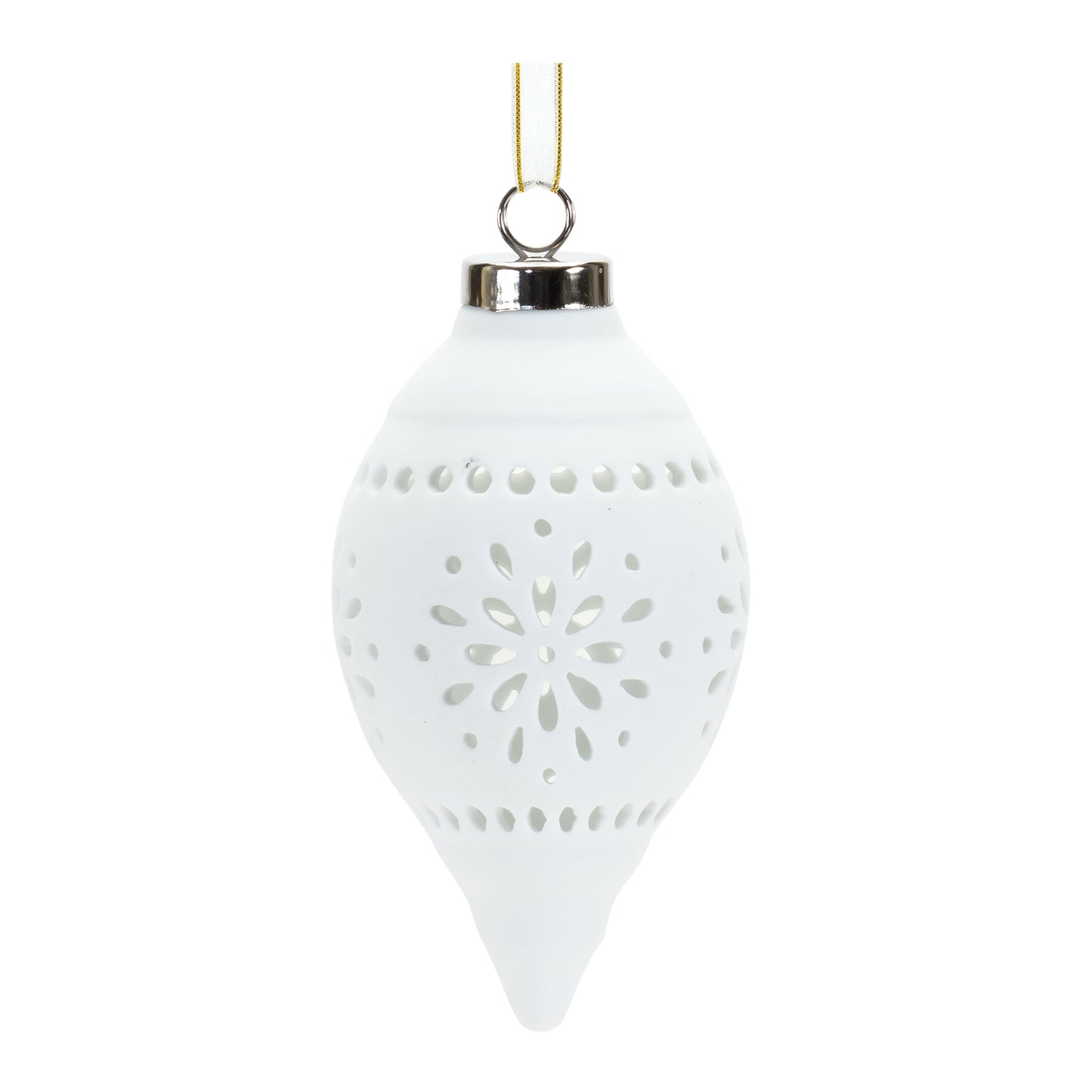 Porcelain Cut Out Ball Ornament with Nordic Design (Set of 6)
