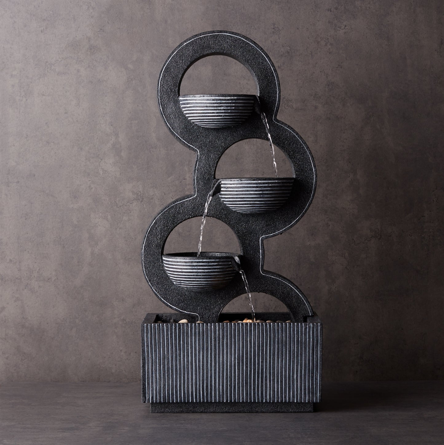 Modern Tiered Stone Rings Fountain 35.5"H