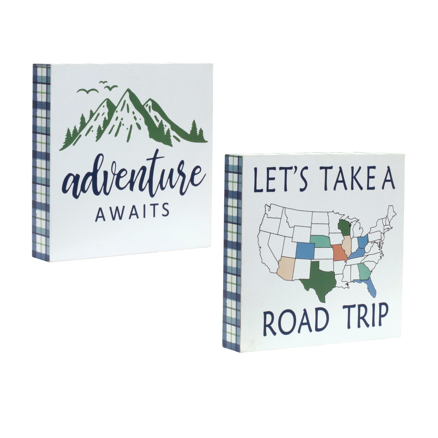 Wood Adventure Block Sentiment Sign (Set of 4)