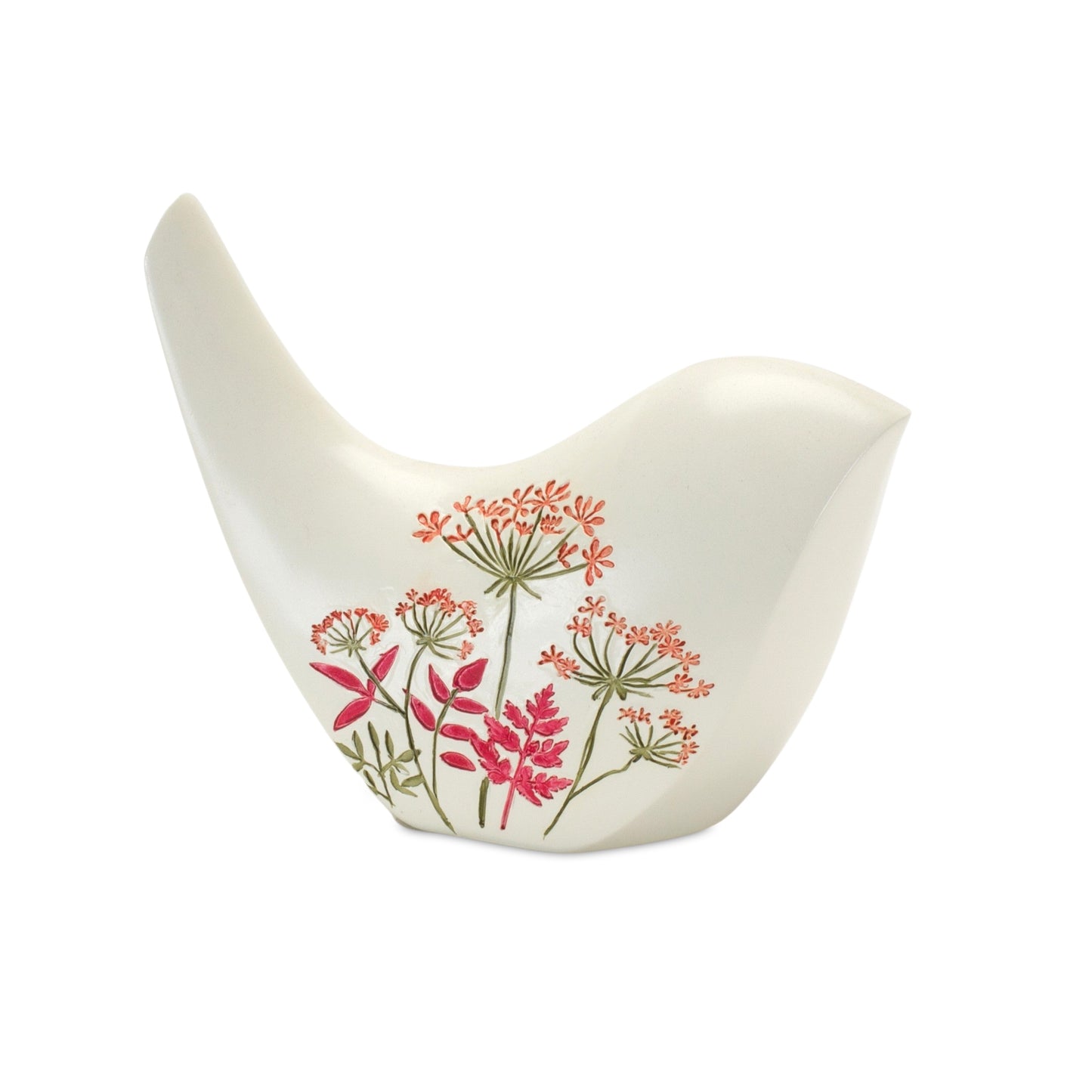 Modern Bird Figurine with Etched Floral Design (Set of 2)
