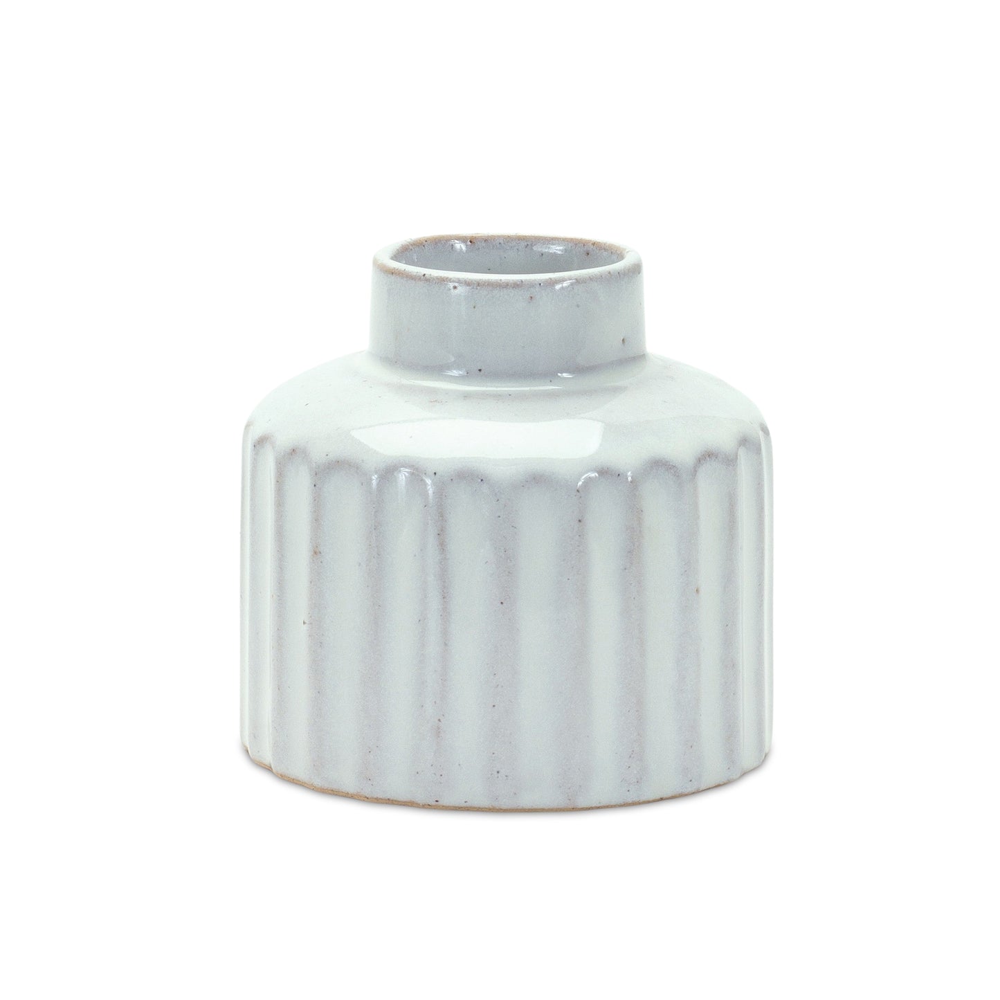 Ribbed Porcelain Vase with Washed Finish (Set of 2)