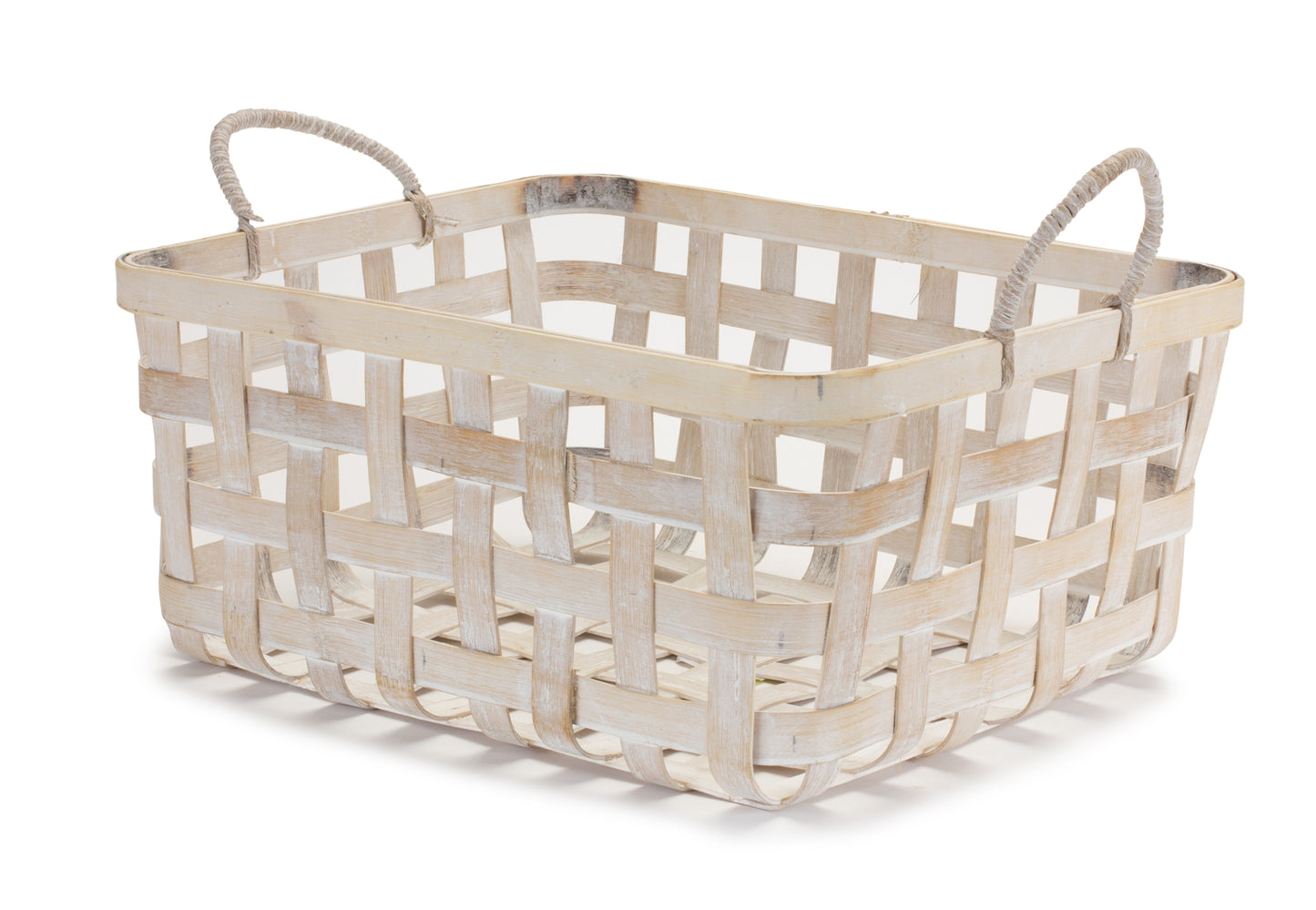 Woven Bamboo Basket Tray with Handles (Set of 2)