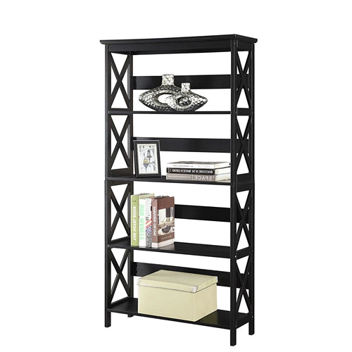 Glossy Black 5-Shelf Bookcase