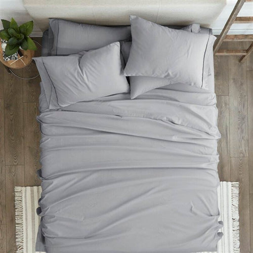 Twin Size 4 Piece Grey Wrinkle Resistant Microfiber Polyester Sheet Set
