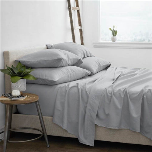 Twin Size 4 Piece Grey Wrinkle Resistant Microfiber Polyester Sheet Set