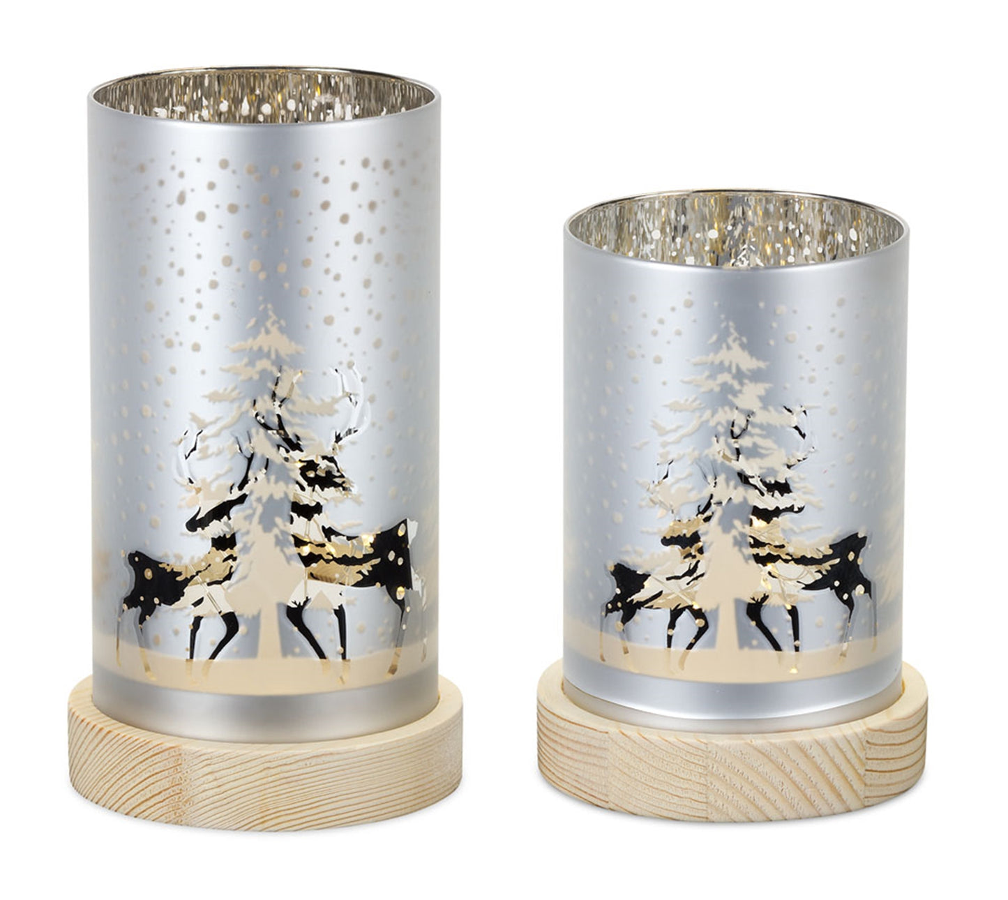 LED Glass Woodland Luminary (Set of 2)