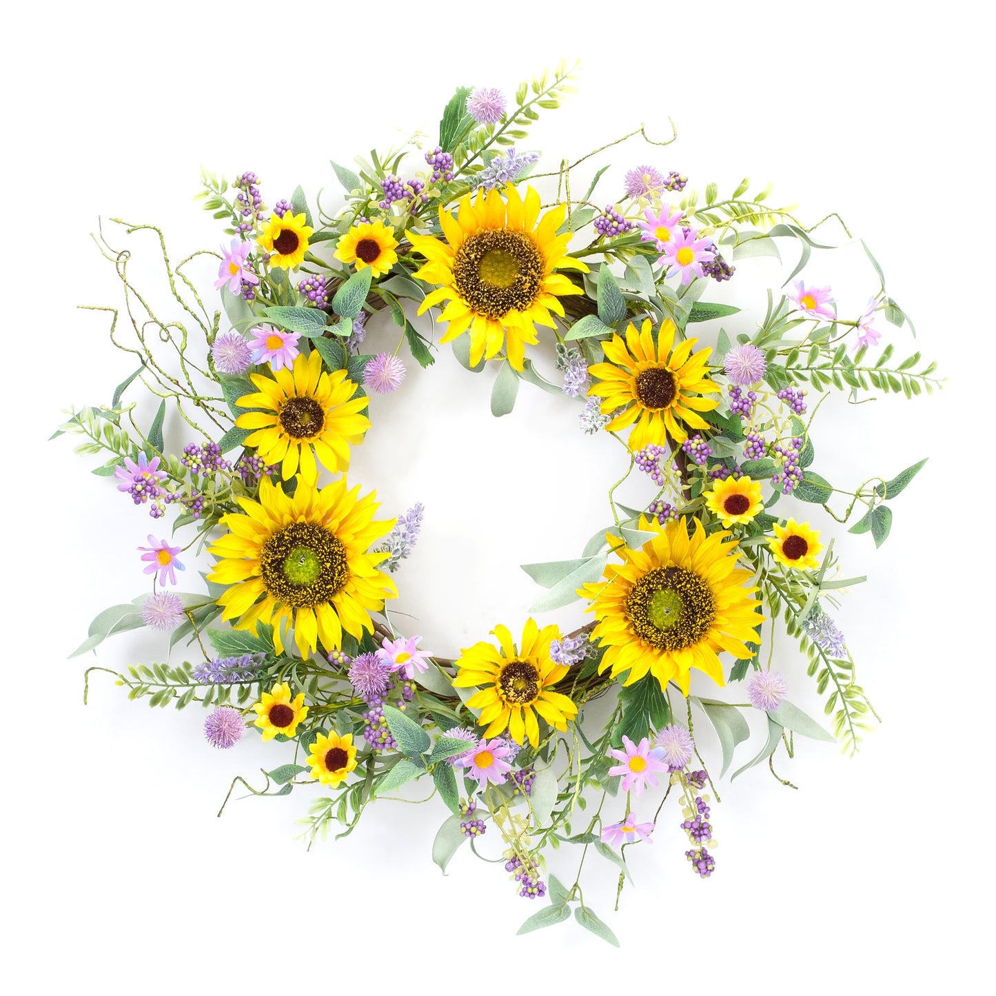 Mixed Sunflower and Thistle Wreath 19.25"D