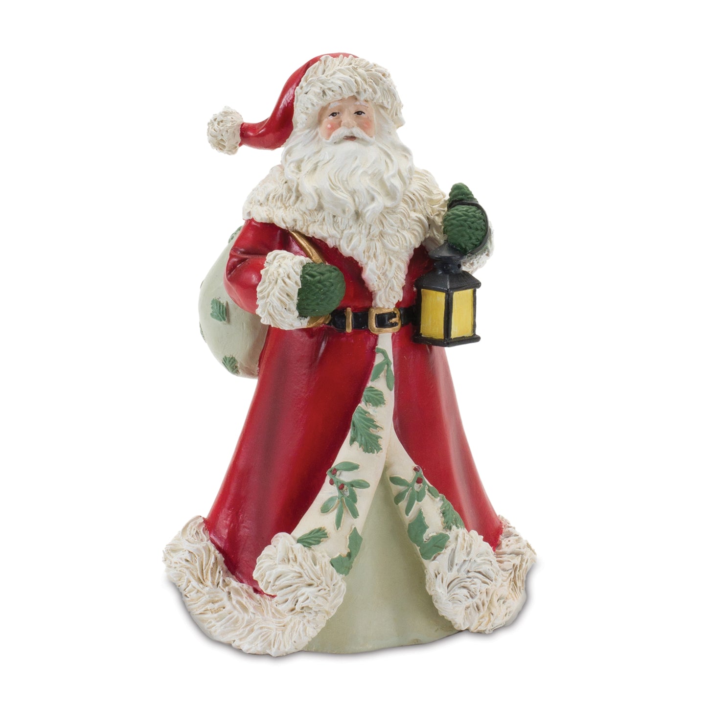 Santa Figurine with Lantern and Pine Tree (Set of 2)