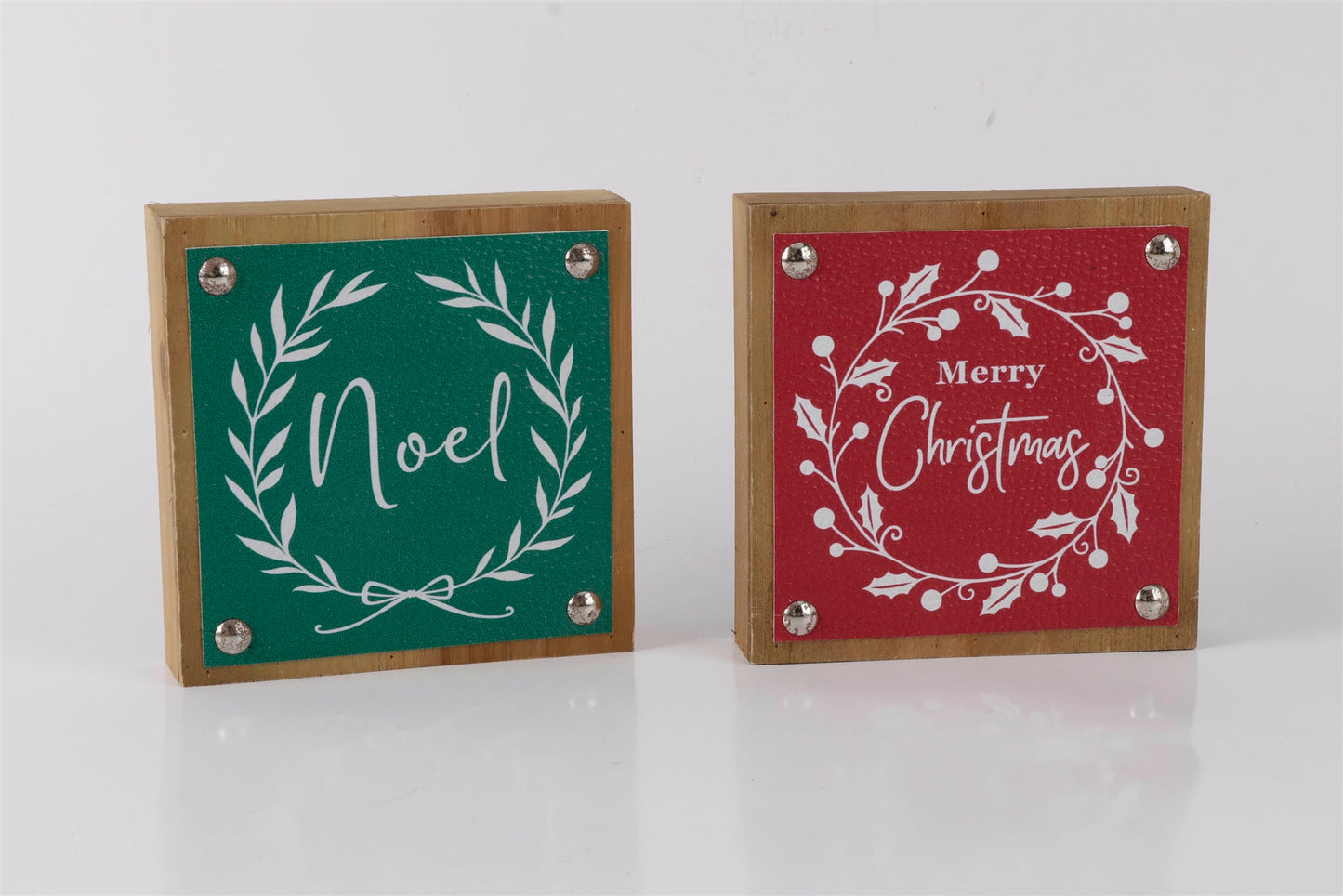 Holiday Sentiment Sign with Faux Leather Accent (Set of 6)