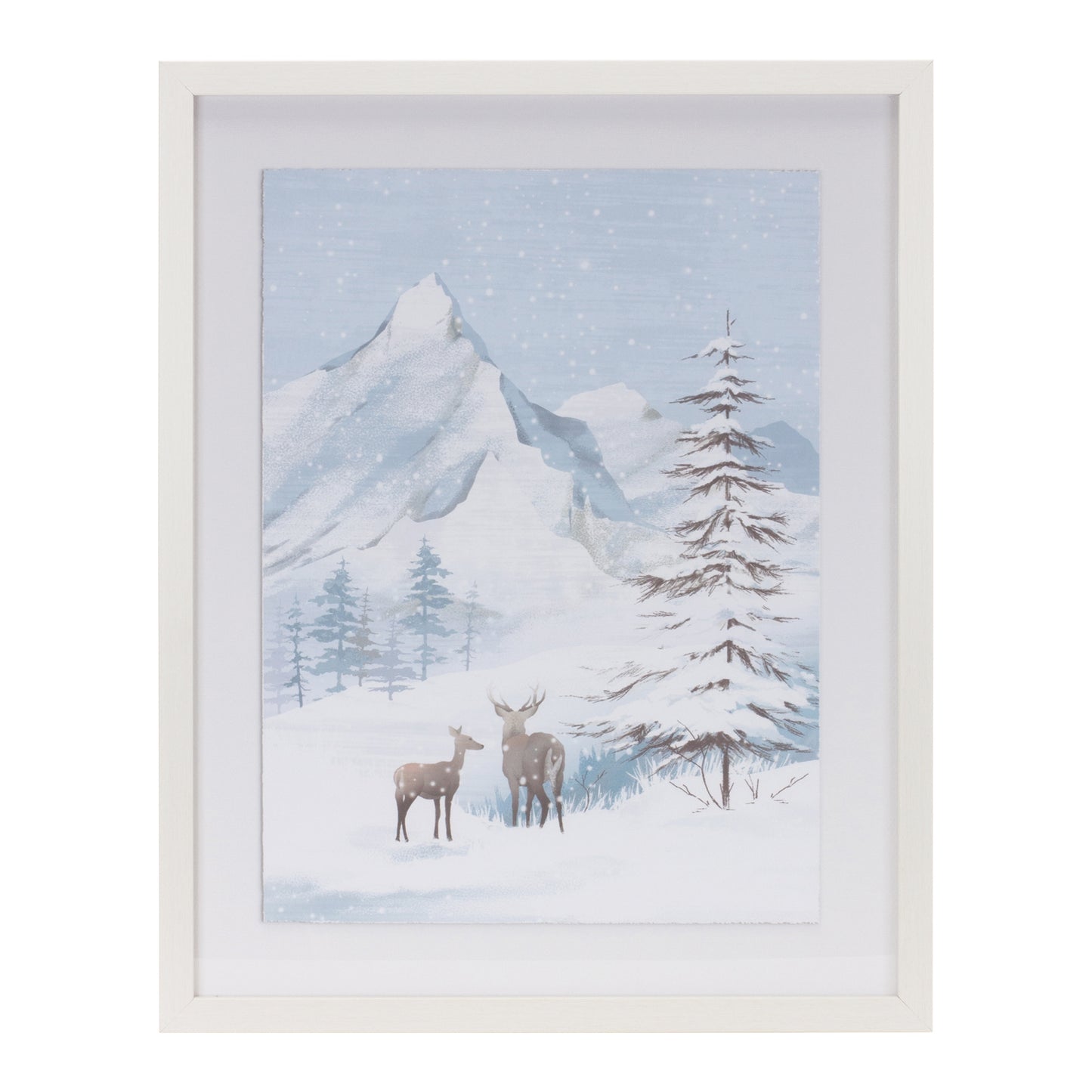 Framed Winter Mountain Wall Art 19.75"H