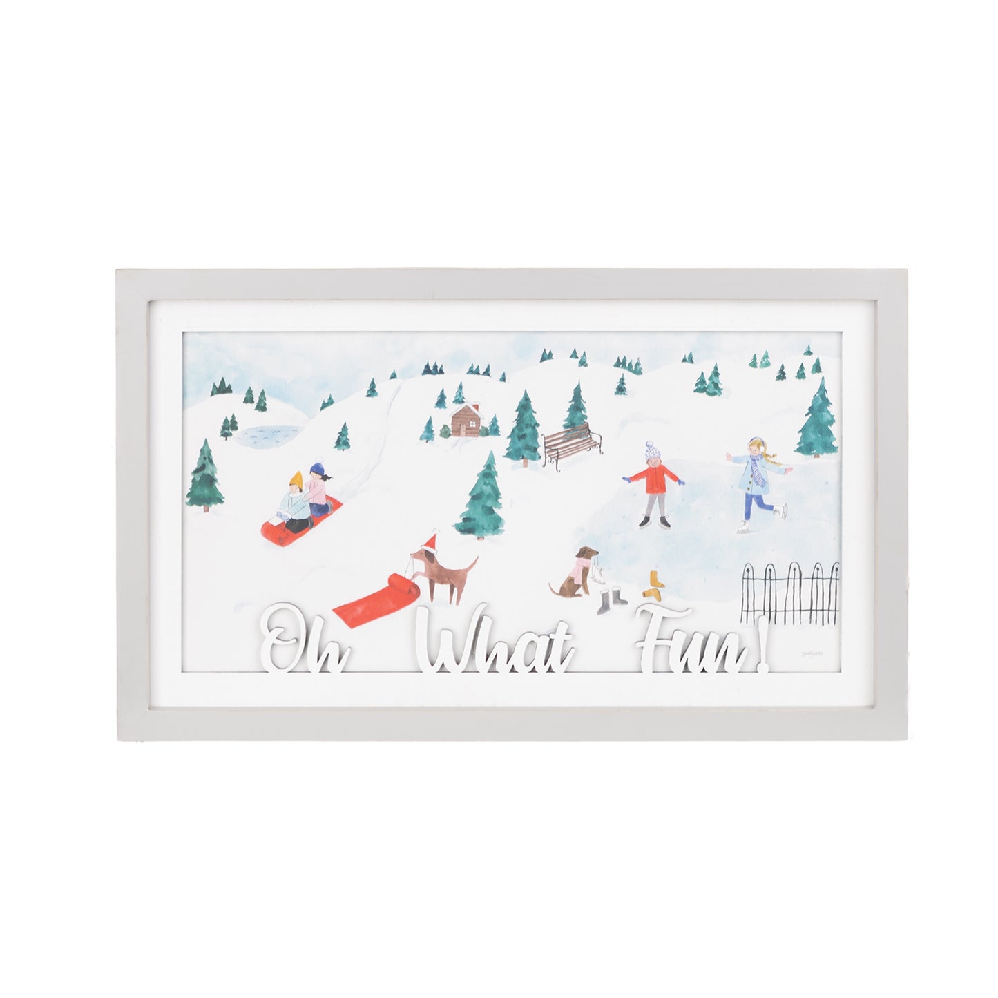 Framed Winter Scene Wall Art 19.75"L