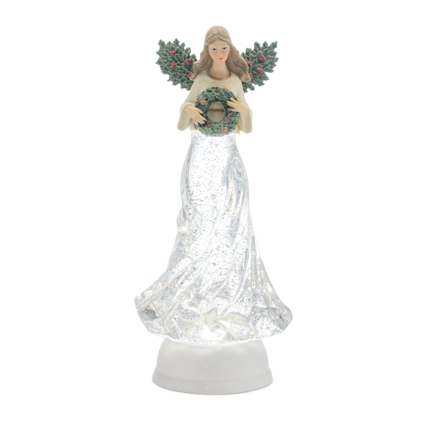 LED Snow Globe Angel Figurine 13"H