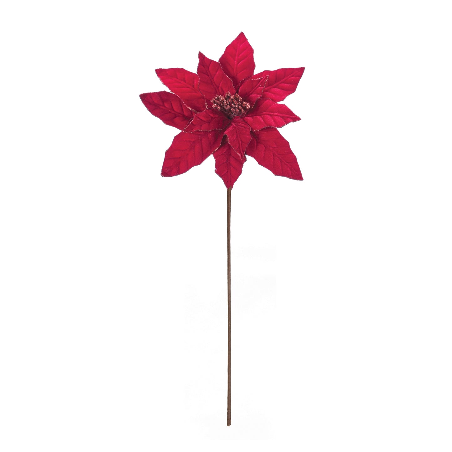 Glittered Poinsettia Stem (Set of 24)