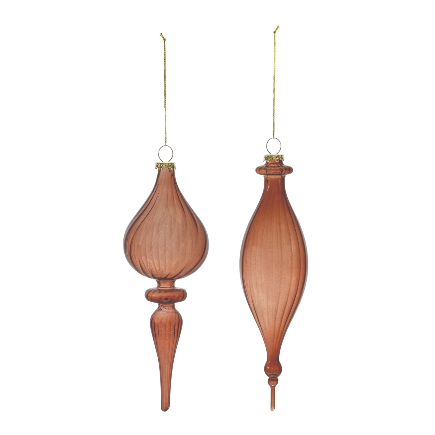 Ribbed Glass Finial Ornament (Set of 6)