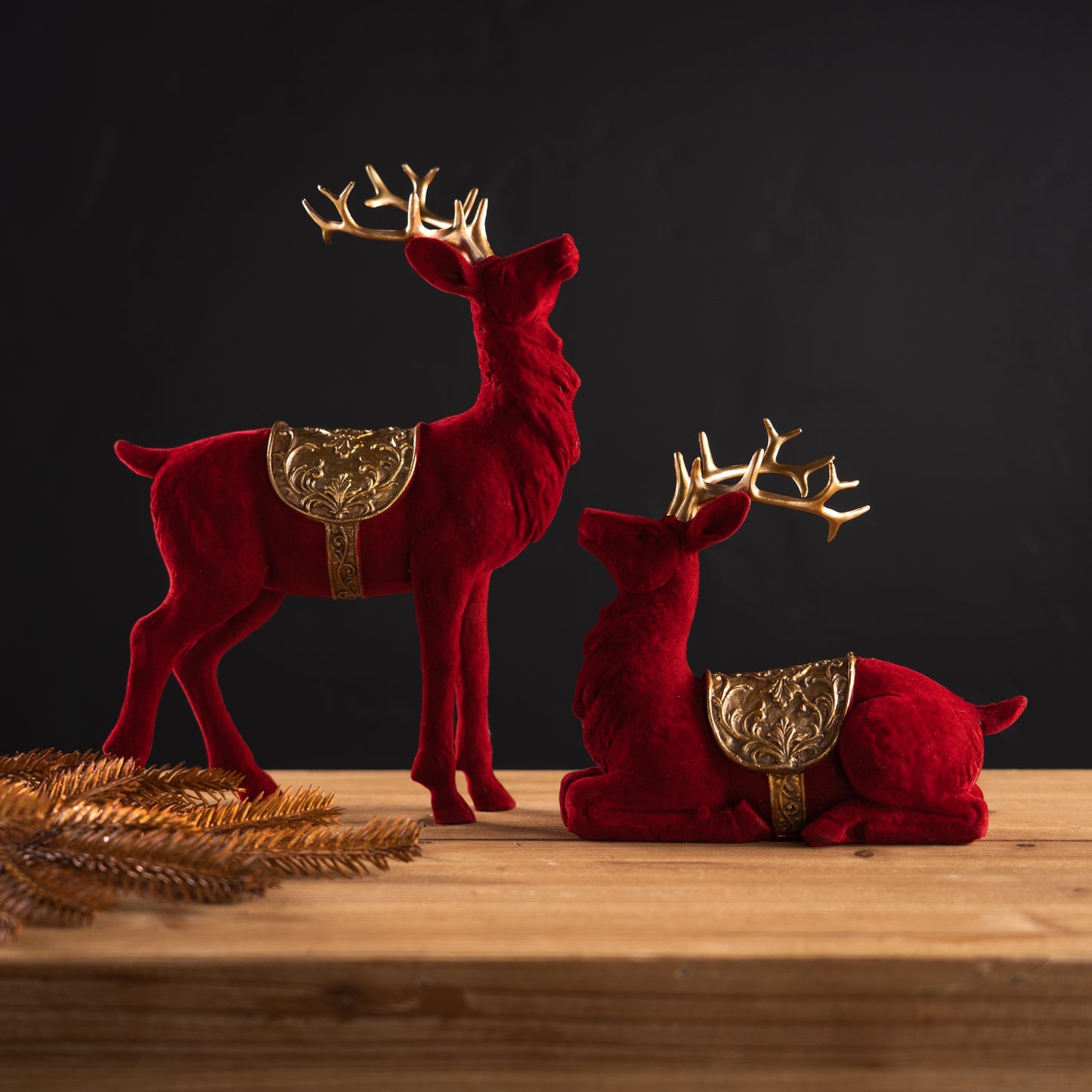 Flocked Deer Figurines (Set of 2)