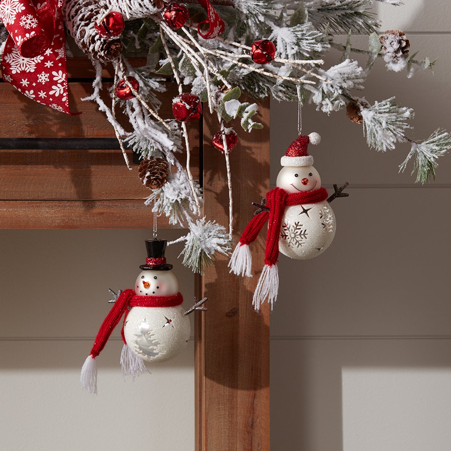 Glittered Glass Snowman Ornament (Set of 6)