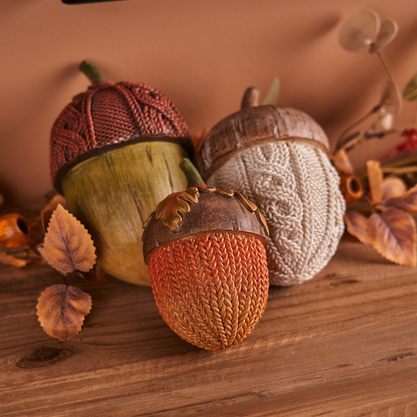 Woven Sweater Design Acorn (Set of 2)