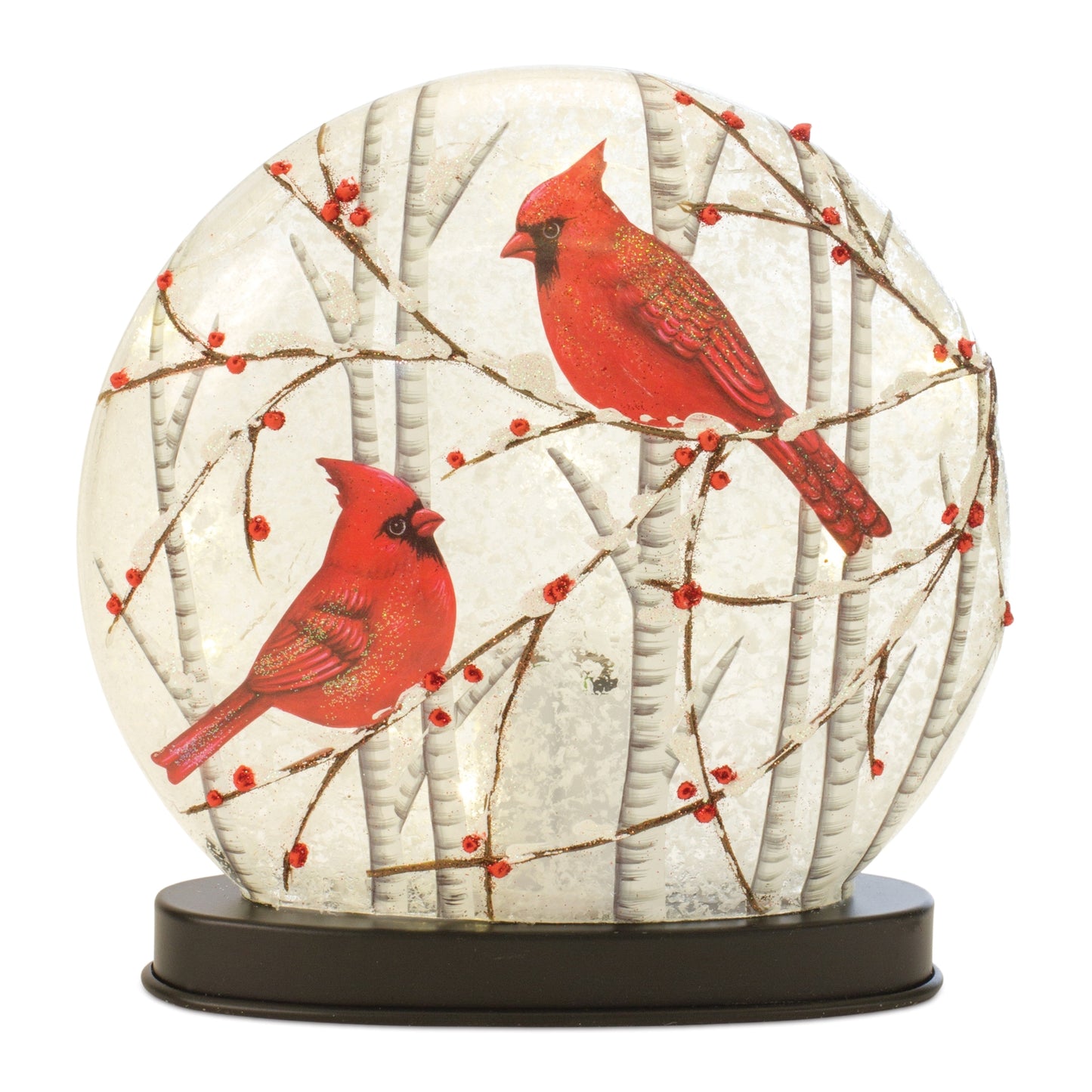 LED Lighted Cardinal Orb 8"H