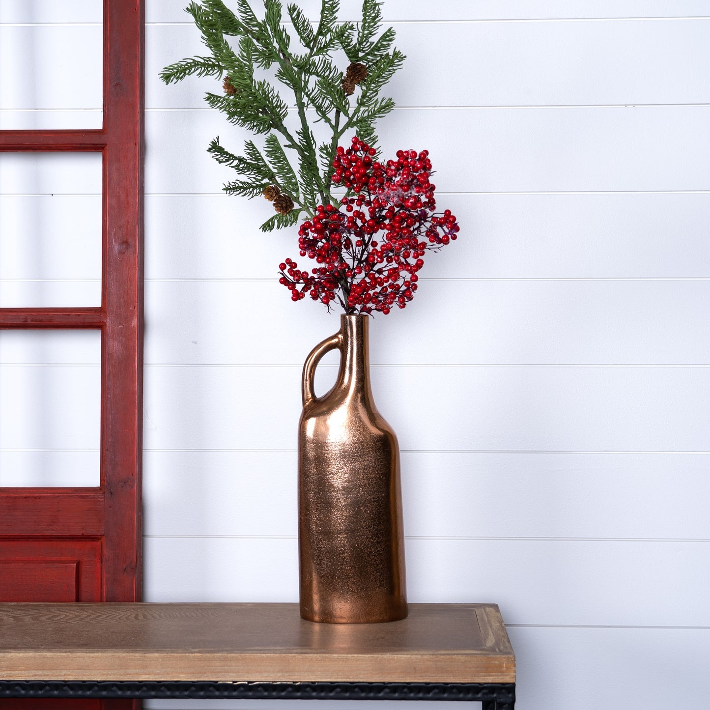 Copper Metal Bottle Vase 12"H