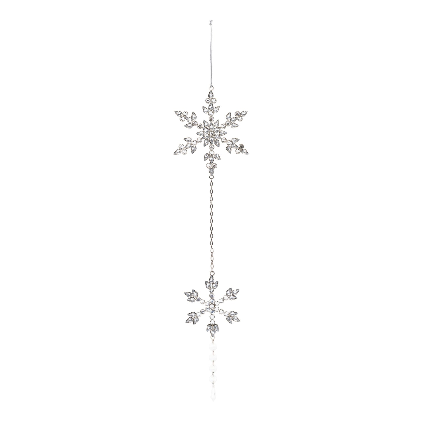 Jeweled Metal Snowflake Drop Ornament (Set of 12)