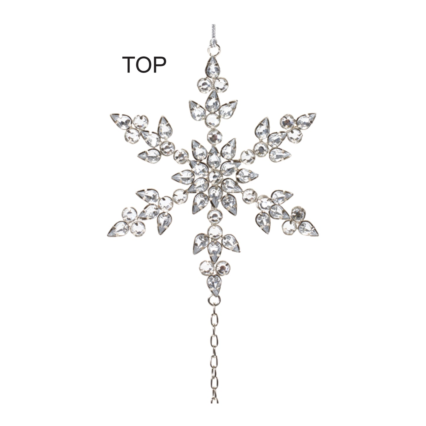 Jeweled Metal Snowflake Drop Ornament (Set of 12)