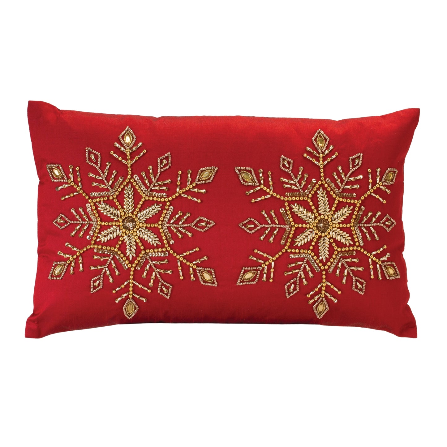 Beaded Snowflake Holiday Pillow 20"L