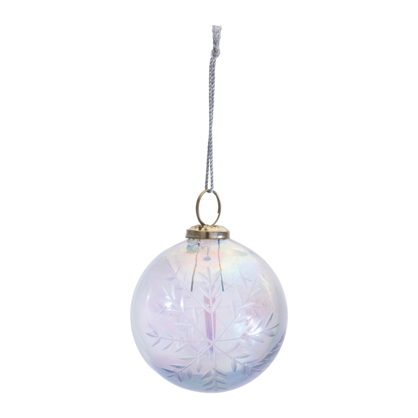 Etched Irredescent Glass Ball Ornament (Set of 6)