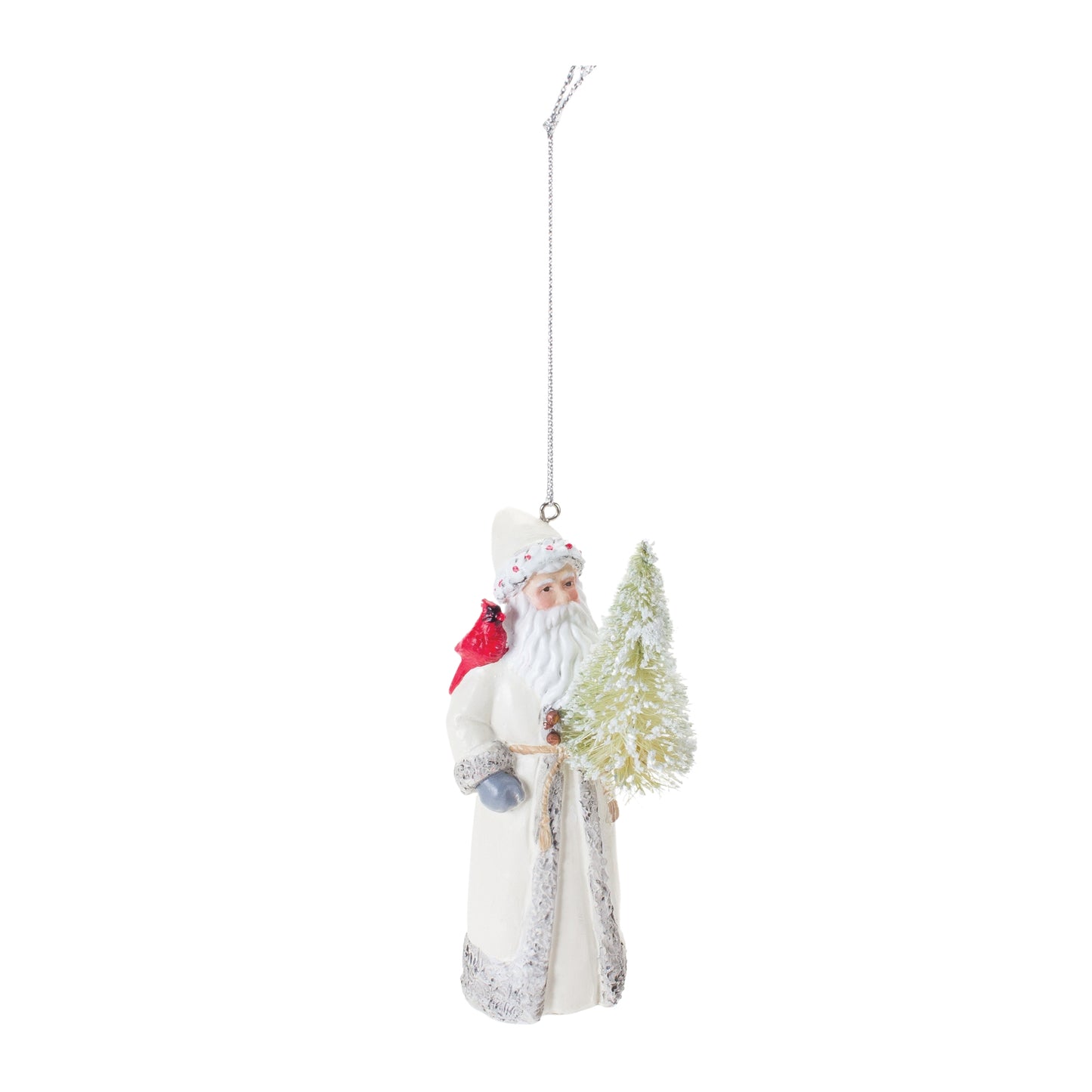 Santa with Cardinal Bird Ornament (Set of 6)